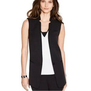 WHBM Black Long Vest W/ One Button